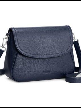 Genuine Leather Saddle Crossbody Bag RFID Blocking Flap Purse Handbag